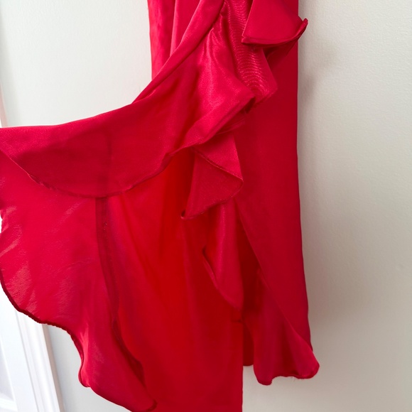 Victoria's Secret  Red Satin Slip Dress with Side Ruffle - Picture 4 of 10